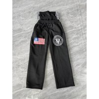 Unisex Embroidered Patchwork Elastic Jogger Pants - Trendy Streetwear Sweatpants For Men & Women (Black/Gray, S-4XL)