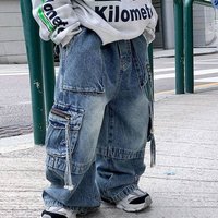 Autumn New Children's Trendy Style Jeans Multi Pocket Zipper Jeans For Boys And Girls Niche Children's Clothing