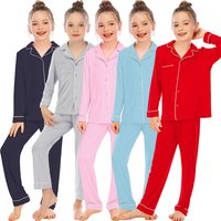 Women's clothing pajamas children's clothing boys and girls long-sleeved trousers suits comfortable modal lapel loose home clothes
