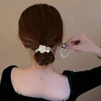 Pearl Camellia Scrunchies Elastic Ties Bands Ropes Floral Hair Accessories