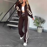 Clothing Autumn Striped Zipper Top Jacket Casual Sports Suit