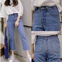 Korean Style High Waist Cropped Jeans – Loose Fit Boyfriend Jeans