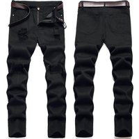Men's Black Jeans Ripped Pants Export Pure Black Men's Jeans
