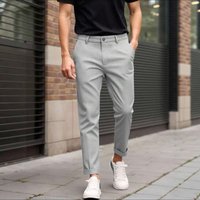 Summer Slim Fit Cropped Casual Pants Solid Versatile Business Breathable Trousers