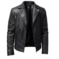 PU Leather Jacket Stand Collar Punk Motorcycle Leather Jacket
