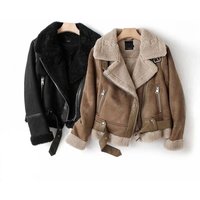 Clothing Long term spot winter clothing double sided fur suede motorcycle jacket coat