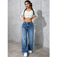 Women's Clothing High Waist Straight Jeans Women's Summer Loose Trendy All Match Long Pants