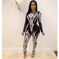 Clothing Sequined High End Long Sleeved See Through Jumpsuit