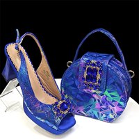 High Heel Sandals Handbag Set Cross Border Set Plus Shoes 42 43 Silk Print Peep Toe High Heels + Bucket Bag