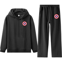 Conjunto de sudadera y jogger de polar de 300 g/m² para hombre: ropa urbana de alta calidad con bordado de mapa de EE. UU., atuendo informal juvenil.
