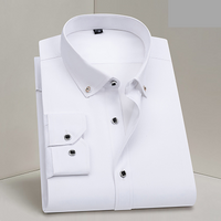 Clothing Elastic Wrinkle Free Button Down Shirt Long Sleeved Business Casual Non Iron
