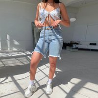 Fashion High waisted Fringe Denim Shorts