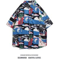 clothing flower shirt summer ice silk thin loose short sleeved shirt handsome casual jacket wholesale