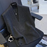 Clothing Large V Neck Knitted Vest Loose Slim Solid Sleeveless Sweater Vest Layered Autumn Winter Vest