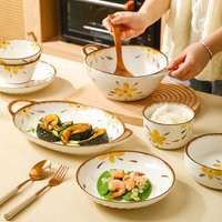 Bluebell Ceramic Dinnerware Set 16 Piece Bowls & Plates Home Aesthetic Floral Tableware 