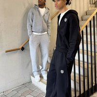 Men's Zip-Up Hoodie & Sweatpants Set. Regular Fit, Non-stretch Fabric With Pockets. Ideal For Fall/winter Casual And Athletic Wear. Features A Logo.