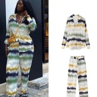 2025 Summer Shirt Tie Dye Long Straight Leg Pants Set Personality Trendy Style