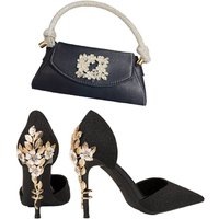 The Party Is Paired With An Iron Diamond Shoe Bag Hollowed Out High-heeled Round Toe Sandals And A Stylish Dinner Set
