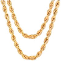 Jinshihu JSH Gold Plated Color Preserving 4MM Fried Dough Twists Rope Necklace With Long Buckle Is Fashionable And