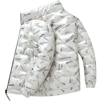 clothing bright face down jacket stand collar printed light duck down trend coat