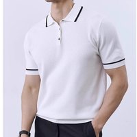 Men’s Business Casual Polo Shirt – Gentleman Contrast Color Lapel Design | All-Match Summer Comfort | Breathable Short Sleeve Knitwear