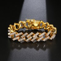 Unisex Jewelry Fashion hip hop Diamond Bracelet Men's exaggerated personality bar Cuban bracelet thick gold chain punk fashion match