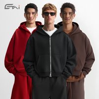 Men's Cropped Zip-Up Hoodie - Streetwear Pullover With Kangaroo Pocket, Oversized Fit Casual Sweatshirt