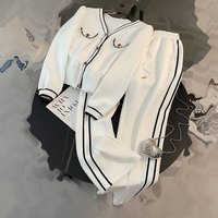Clothing Autumn Winter 2024 Fashion Slim Suit Temperament Waist Casual Straight Trousers Stylish Age Reducing Zipper Top