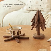 Black Walnut Wood Trivet Set – Heat Resistant Tree Coasters Cups & Plates Adorable Table Decor 