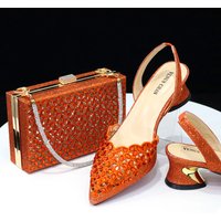 Elegant Rhinestone Mid-Heel Sandals & Square Clutch Set – Women’s Dressy Shoe & Bag Combo For Parties, Weddings & Special Occasions