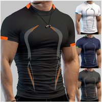 Men's T Shirt Fitness Training Breathable Short Sleeved European Size Quick Drying Clothing Sports Fashion T Shirt Factory Delivery