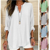 Clothing V Neck Cotton Linen Pure Large Shirt