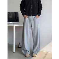 Men's Clothing Retro Machete Sweatpants Men's Autumn And Winter Cleanfit Light Gray Sports Pants Wide Leg Straight Casual Pants