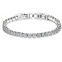 2PCS Adjustable And Detachable Titanium Double Button Zircon Bracelet, Women’s Stainless Steel Simple Tennis Chain,