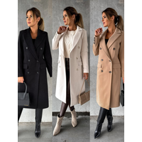 Autumn Winter Fashionable Simple Long sleeved Double breasted Woolen Coat
