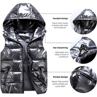 Men's Clothing Autumn And Winter Parent Child Bright Stand Collar Cotton Vest Men's Brand Thickened Hooded Slim Waistcoat Cotton Couple Vest Batch