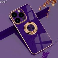 15 Pro Max Plating Frame Ring Stand Magnetic Phone Case iPhone 14 13 Mini 12 11 X Xr 7 8 Plus Hold