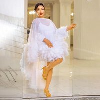 dress mesh splicing feathers suspenders inner skirt sexy gauze skirt swan skirt