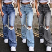 Clothing Denim Wide Leg Trousers Ripped Flared Jeans