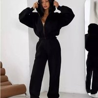 Women's Clothing Hooded Sweatshirt with Cropped Pants Sports Suit