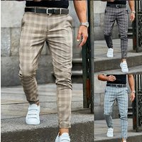 2025 Formal Business Suit Pants Fashion Mid waist Print Plaid Trousers Spring Autumn Comfortable Elastic Pants