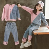 Mother&Kids Girls' Denim Two-Piece Children's Suit Super Trendy For Little Girls