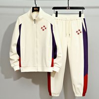 Winter Ready Zip Up Track Suit – Contrast Colorblock & Bold Letter Print 