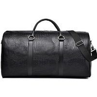 Large Capacity Men's Travel Bag Trend Crocodile Print Waterproof Duffel Bag Travel Commuter Storage Bag