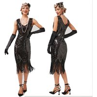 1920s Vintage Sequin Fringe Dress – Flapper Party Gown Dancing & Hosting