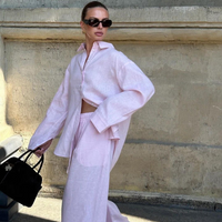 Clothing Loose Suit Cotton Casual Shirt Long Sleeved Top Trousers