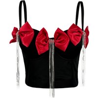 Clothing Exquisite Rhinestone Tassel Heavy Double Layer Large Bow Diamond Chain Bow Tie Fishbone Corset
