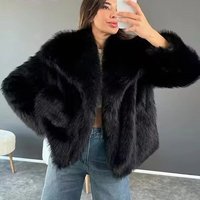 Faux Fur Jacket Oversized Lapel Short Puffy Coat Winter Fashion Outerwear Fluffy Faux Fox Fur Collar Street Style Elegant & Trendy