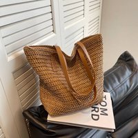 Simple Large Capacity Straw Bag Versatile Korean Commuter Shoulder Bag Popular Woven Tote Bag