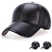 Leather middle aged elderly hats flat cap cap cap ear protection Autumn winter outdoor warm casual